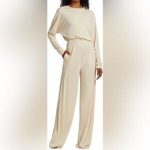 $425 NWOT Halston “Rosa” Jersey Jumpsuit in Cream Sz 4